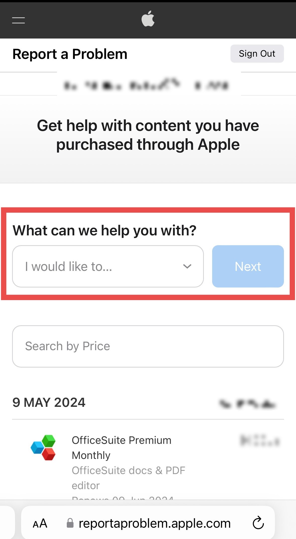 App Store で購入した MobiSystems サブスクリプションを