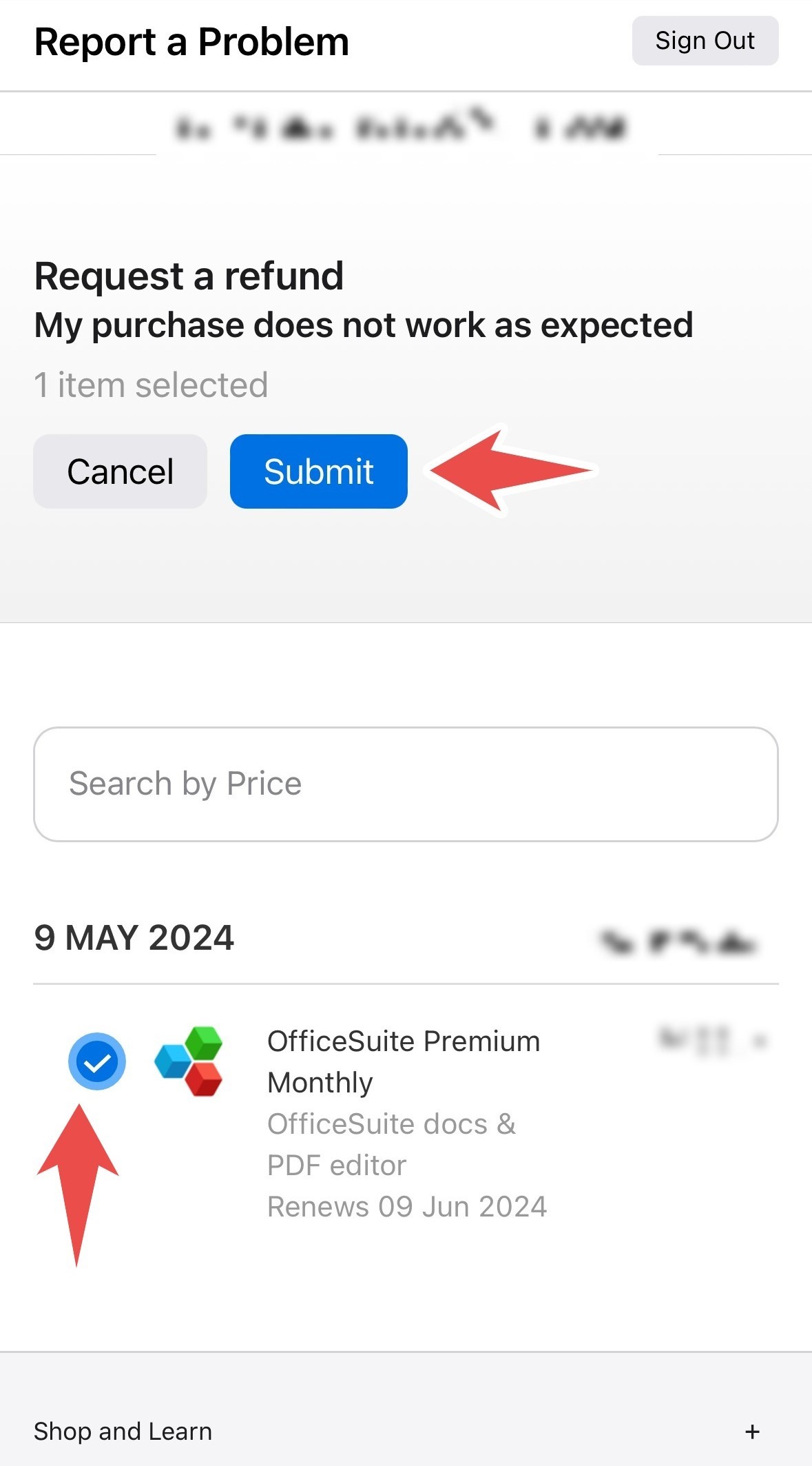 App Store で購入した MobiSystems サブスクリプションを