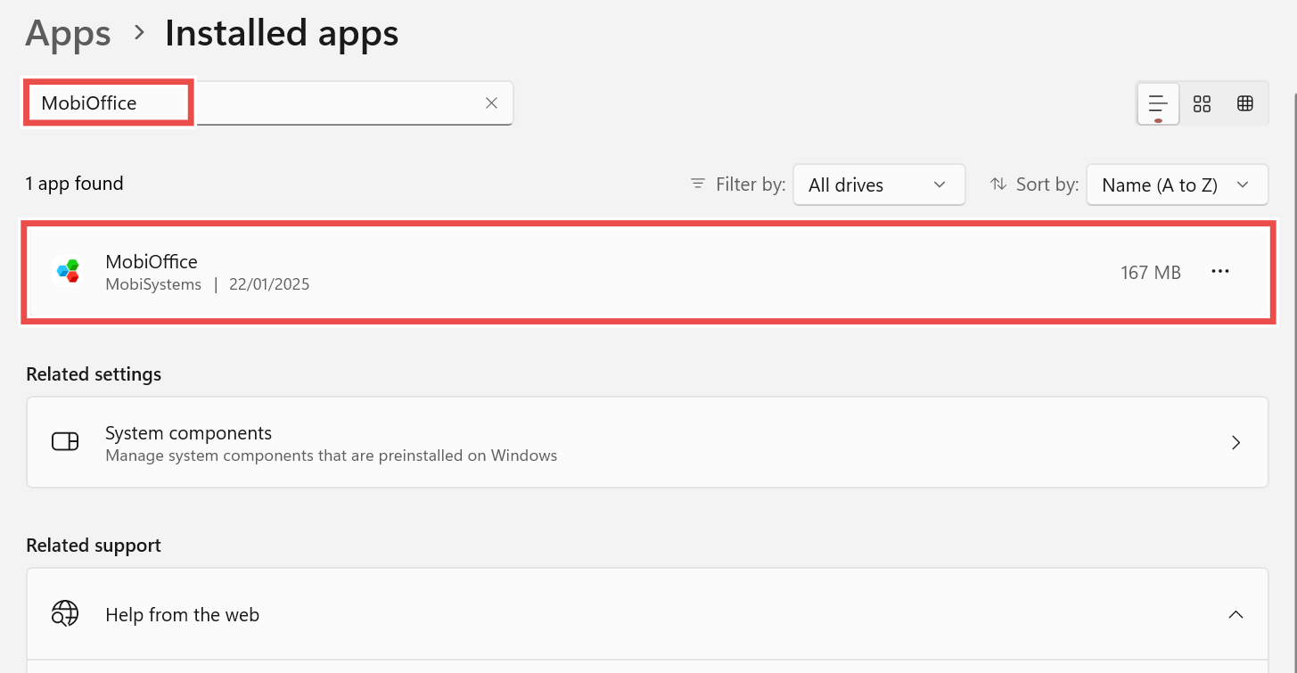 Windowsでアプリをアンインストールする – MobiSystems